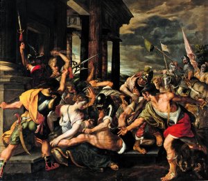 Delilah's Betrayal and Samson's Imprisonment by the Philistines by Joos Van Winghe Oil Painting