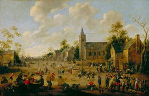 A Village Festival by Joost Cornelisz Droochsloot Oil Painting