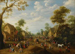 A Village Kermesse With Numerous Peasants Feasting Oil painting by Joost Cornelisz Droochsloot