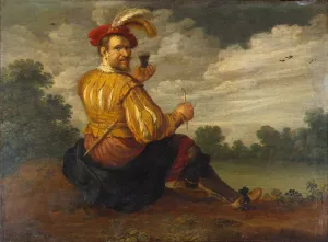 Self-Portrait in a Landscape by Joost Cornelisz. Droochsloot - Oil Painting Reproduction