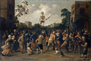The Fight Against Death by Joost Cornelisz Droochsloot Oil Painting