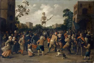 The Fight Against Death by Joost Cornelisz Droochsloot Oil Painting