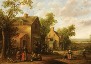 Village Scene With Peasants Oil painting by Joost Cornelisz Droochsloot