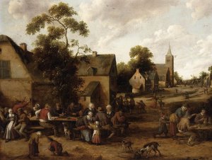Village Scene by Joost Cornelisz. Droochsloot Oil Painting