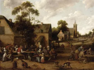 Village Scene by Joost Cornelisz. Droochsloot Oil Painting