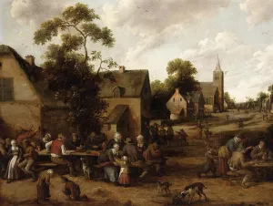 Village Scene Oil painting by Joost Cornelisz. Droochsloot