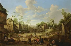 Village Street Oil painting by Joost Cornelisz. Droochsloot