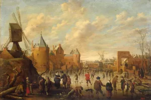 Winter in a Dutch Town by Joost Cornelisz. Droochsloot Oil Painting
