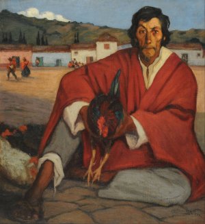 Gallero viejo by Jorge Bermudez Oil Painting