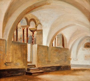 Italian Courtyard by Jorgen Roed Oil Painting