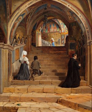 La Scala Santa at the Monastery San Benedetto near Subiaco by Jorgen Roed Oil Painting
