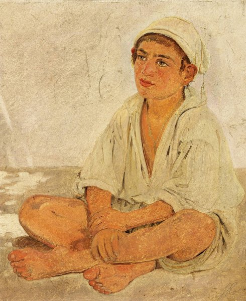 Siddende neapolitansk dreng  by Jorgen Roed - Hand-Painted Oil Painting Reproduction