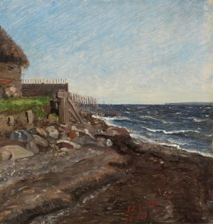 The Coast at Hellebaek. Study by Jorgen Roed Oil Painting
