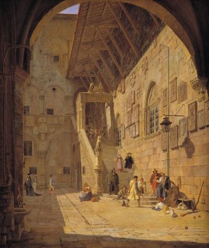The Courtyard of the Palazzo del Bargello. Florence Oil painting by Jorgen Roed