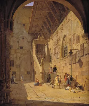 The Courtyard of the Palazzo del Bargello. Florence by Jorgen Roed Oil Painting
