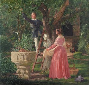 The Garden with the Old Font by Jorgen Roed Oil Painting