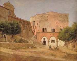 The Market Place in Priverno by Jorgen Roed Oil Painting