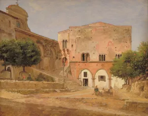 The Market Place in Priverno by Jorgen Roed Oil Painting