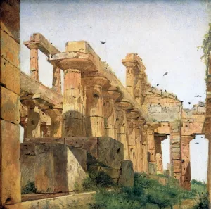 The So-Called Temple of Poseidon, Paestum Oil painting by Jorgen Roed