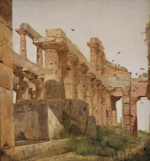 The Temple of Hera at Paestum, Italy by Jorgen Roed Oil Painting
