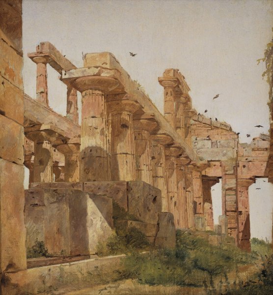The Temple of Hera at Paestum, Italy  by Jorgen Roed - Hand-Painted Oil Painting Reproduction