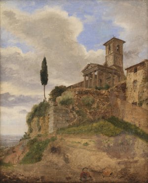 The Temple of Hercules at Cori by Jorgen Roed Oil Painting