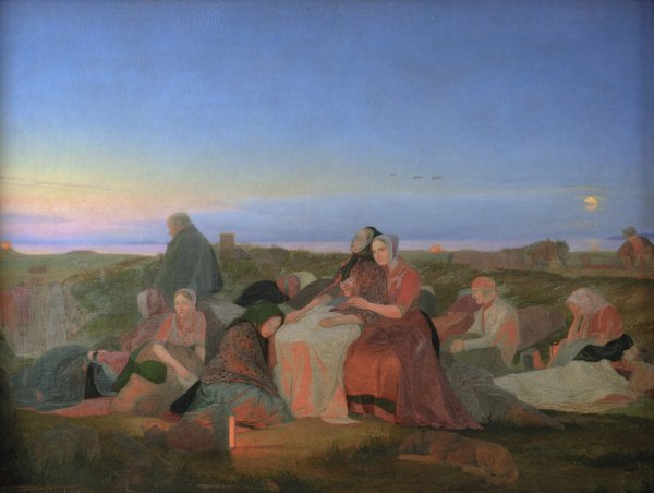 Midsummer's Eve. Sick People Asleep upon the Grave of St. Helena at Tisvilde  by Jorgen Sonne - Hand-Painted Oil Painting Reproduction