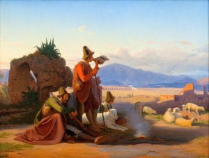 Shepherds in the Roman Campagna by Jorgen Sonne Oil Painting
