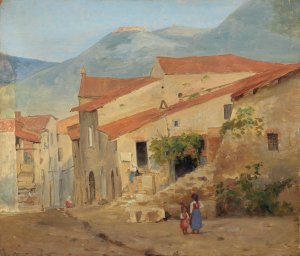 Village Street in the Sabine Mountains by Jorgen Sonne Oil Painting