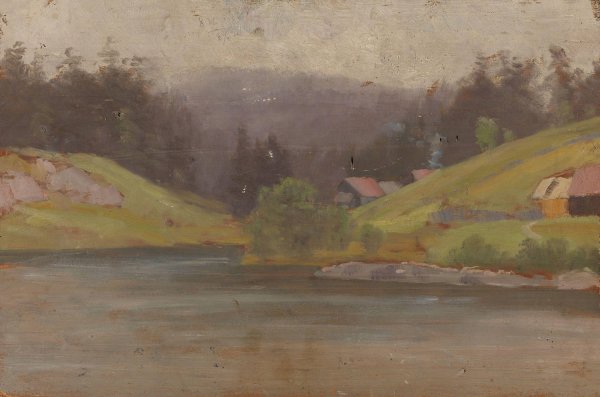 From the River Simoa  by Jorgen Sorensen - Hand-Painted Oil Painting Reproduction