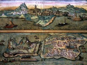 View of Candia and Corfu by Joris Hoefnagel Oil Painting