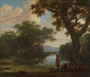 Landscape with Fisherman with a square Net by Joris Van Der Haagen Oil Painting