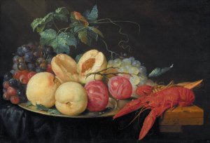 Still Life with Fruit and Boiled Crayfish by Joris Van Son Oil Painting