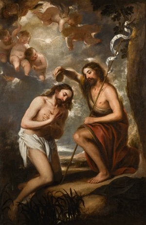The Baptism Of Christ by Jose Antolinez Oil Painting
