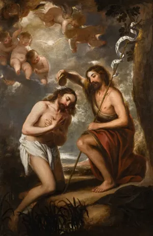 The Baptism Of Christ by Jose Antolinez Oil Painting