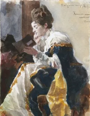 Mujer Leyendo by Jose Luis Pellicer - Oil Painting Reproduction
