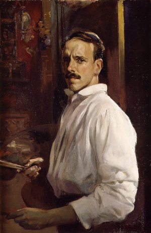 Autorretrato con Camisa Blanca by Jose Benlliure Ortiz Oil Painting