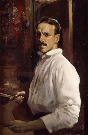 Autorretrato con Camisa Blanca by Jose Benlliure Ortiz - Oil Painting Reproduction