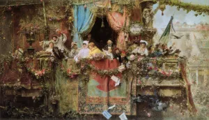 A Carnival In Rome by Jose Benlliure y Gil - Oil Painting Reproduction