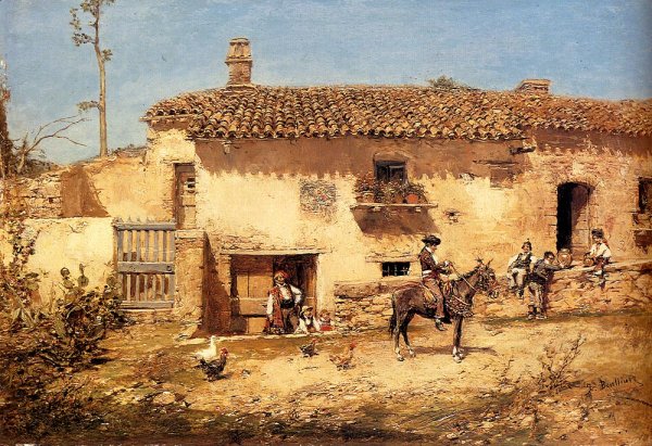 Main Product Photo of A Spanish Farm Painting by Jose Benlliure y Gil