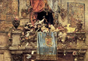 At The Carnival Oil painting by Jose Benlliure y Gil