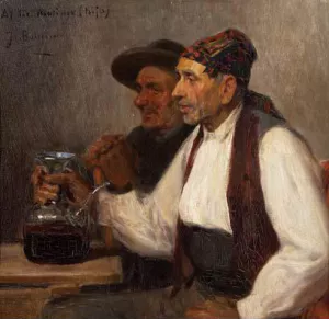 Bebiendo del Porron by Jose Benlliure y Gil - Oil Painting Reproduction
