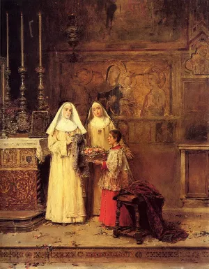 Celebrating Santa Maria della Rosa by Jose Benlliure y Gil Oil Painting