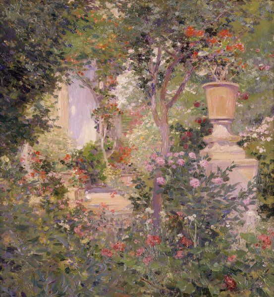 Main Product Photo of El Jardin del Autor Painting by Jose Benlliure y Gil