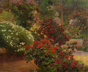 El Jardin by Jose Benlliure y Gil Oil Painting