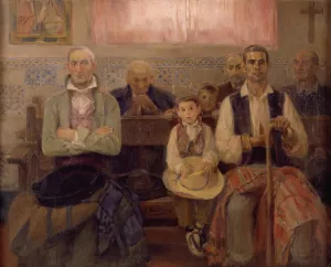 En la Misa Oil painting by Jose Benlliure y Gil