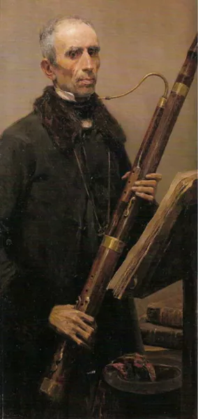 Hombre Tocando el Fagot by Jose Benlliure y Gil Oil Painting