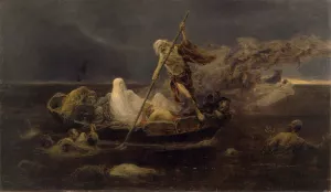 La Barca de CAronte by Jose Benlliure y Gil - Oil Painting Reproduction