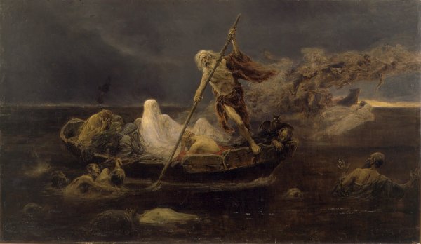 Main Product Photo of La Barca de CAronte Painting by Jose Benlliure y Gil