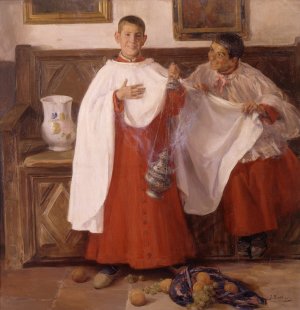 Monaguillos Oil painting by Jose Benlliure y Gil